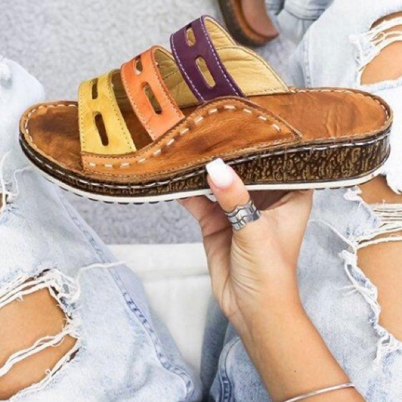 NWT Tri Color Bunion Corrector Sandals 8 - Picture 3 of 7